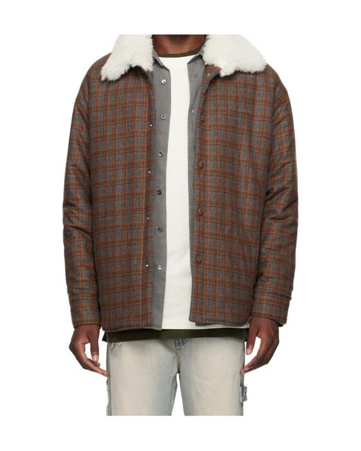 we11done Brown Check-Print Jacket for men
