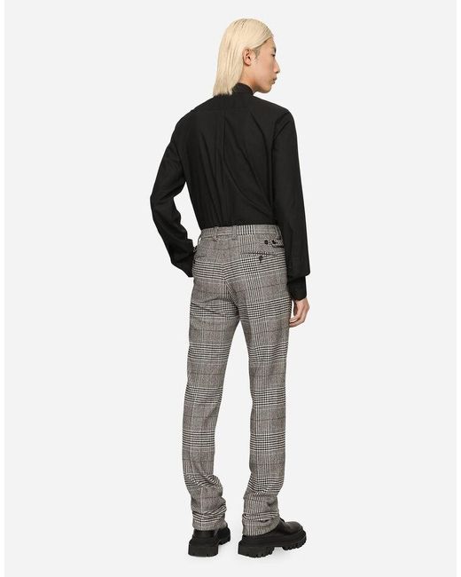 Dolce & Gabbana Gray Prince Of Wales Tailored Trousers for men