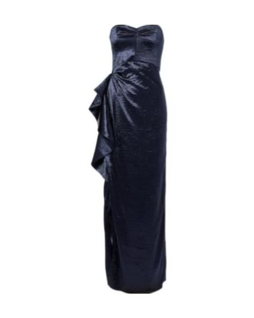 Safiyaa Blue Eymen Draped Crushed Satin Gown