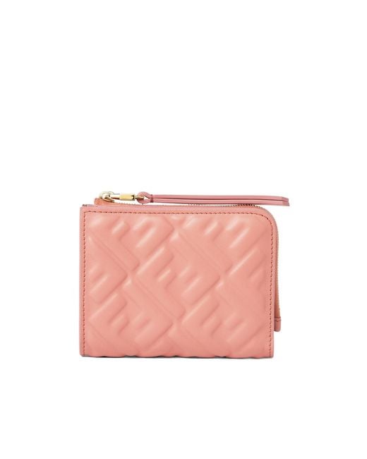 Fendi Pink Ff Embossed Slim Baguette Wallet