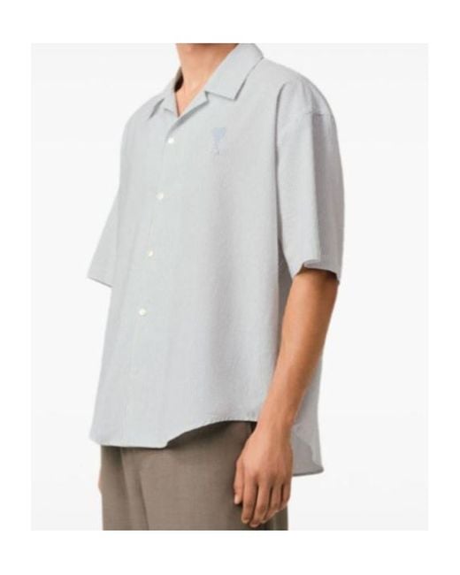 AMI White Ami Camp Collar Short Sleeves Shirt for men