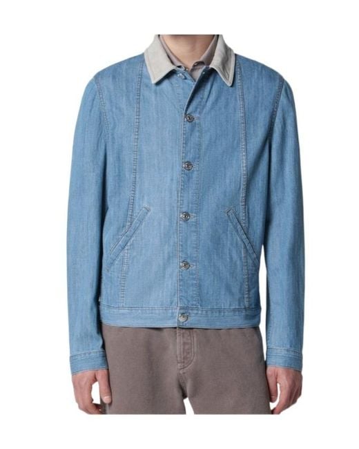 Brunello Cucinelli Blue Single Breasted Denim Jacket for men