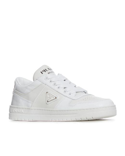 Prada White Downtown Leather Sneakers