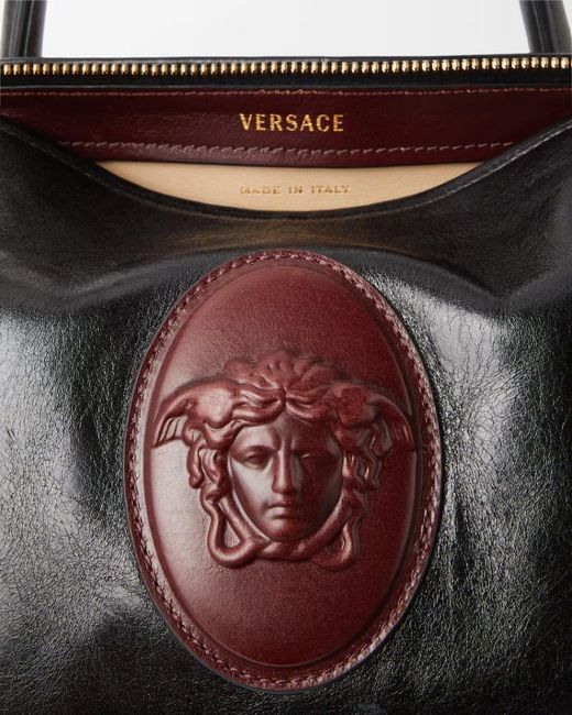 Versace Black Roomy Zipped Small Tote Bag