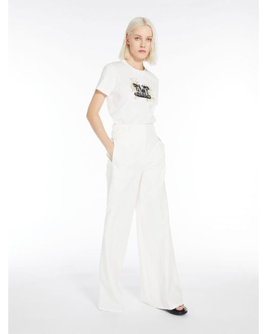 Max Mara White Logo Embroidered T-Shirt