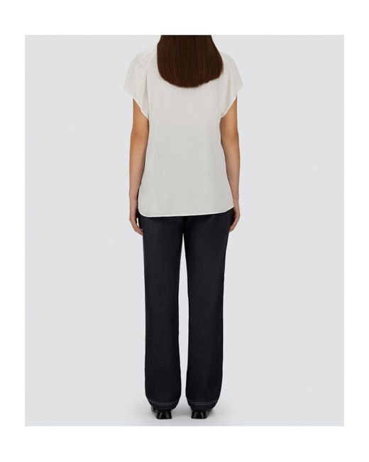 Herno White Viscose V-Neck Short-Sleeve Top