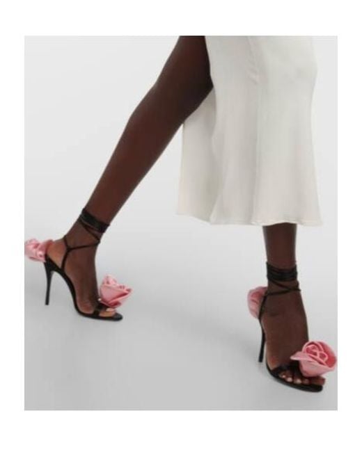 Magda Butrym Pink Floral-Appliqué Sandals