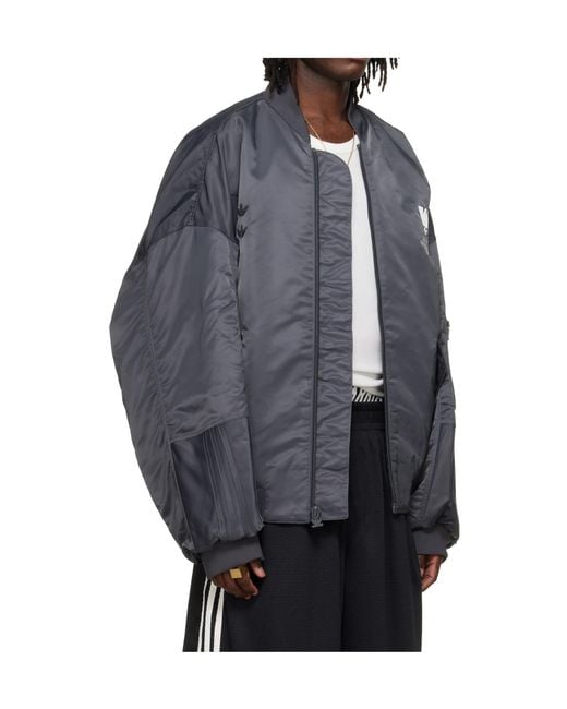 ADIDAS X WILLY CHAVARRIA Blue Willy Chavarria X Adidas Originals Collaboration Stand Collar Bomber Jacket for men