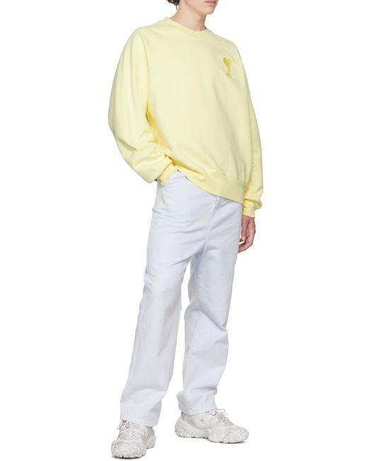 AMI Yellow Ami De Coeur Crew-Neck Sweatshirt for men