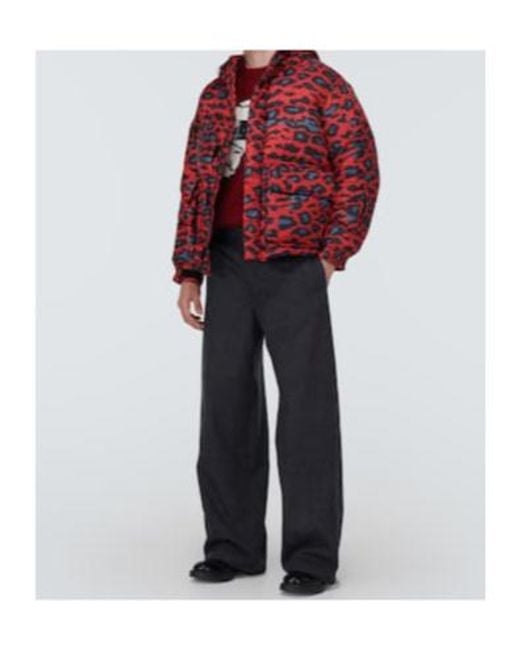 Undercover Red Printed Down Jacket for men