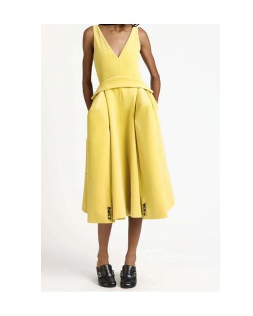 J.W. Anderson Yellow V-Neck Maxi Dress