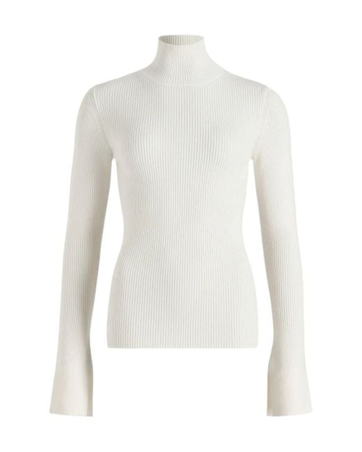 Patou White Turtleneck Long-Sleeve Knit Top
