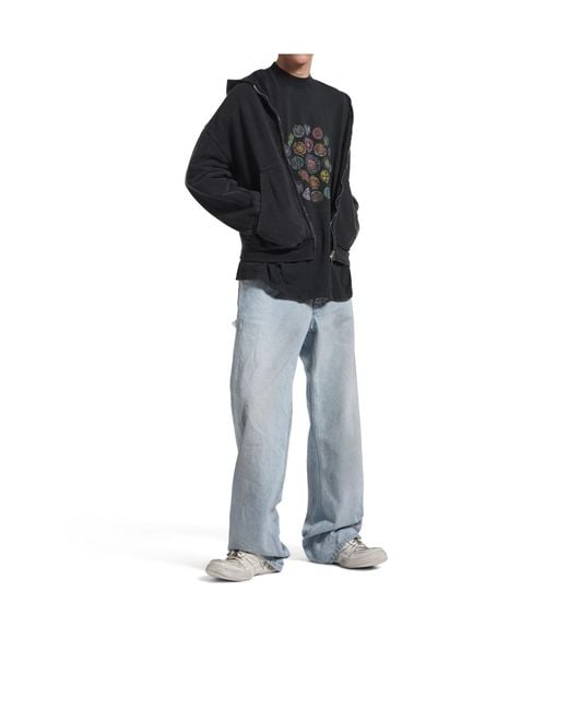 Balenciaga Black Graphic Printed Crewneck T-Shirt for men