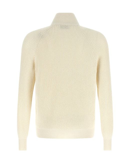 Brunello Cucinelli White Zip Cardigan for men
