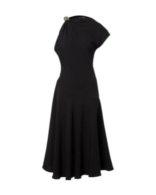Proenza Schouler Black Rue Asymmetric Crêpe Midi Dress
