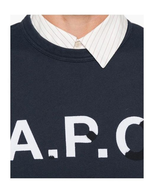 A.P.C. Blue Crew Neck Sweatshirt for men