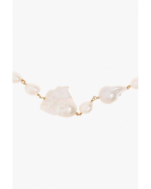 Jil Sander White Embellished Cable-Link Chain Necklace
