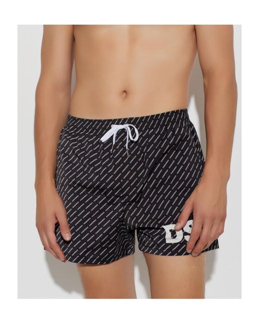 DSquared² Black Wide-Leg Swim Shorts for men