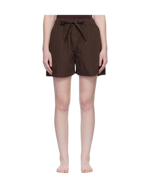 Tekla Brown Drawstring Pajama Shorts for men