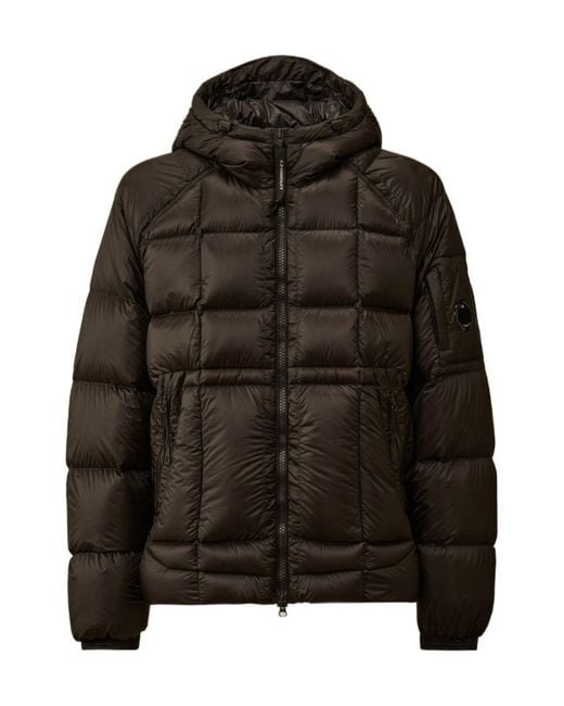 C P Company Black Lightweight Matte Micro-Ripstop Down Jacket With Adjustable Hood for men
