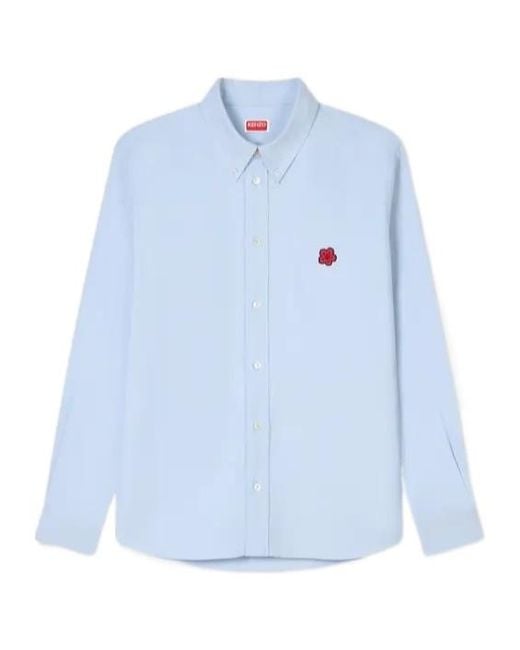 KENZO Blue Boke Flower Embroidered Casual Shirt for men