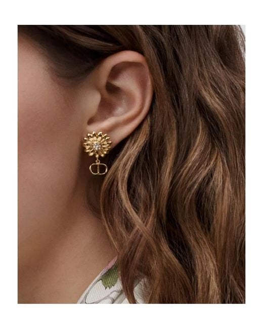 Dior Metallic Cd Multi Flowers Earrings