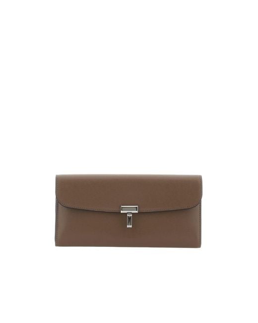 Totême Brown T-Lock Leather Wallet