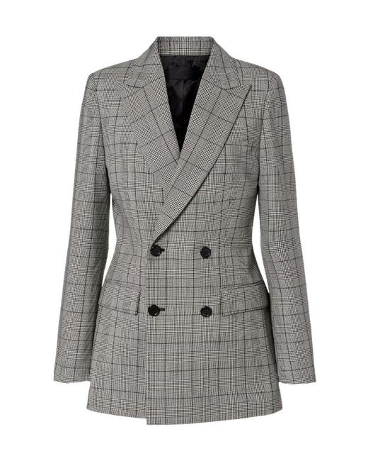 Nili Lotan Gray Weston Plaid Virgin Wool Blazer