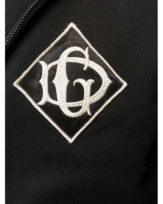 Dolce & Gabbana Black Embroidered Logo Zip-Up Hoodie for men