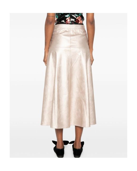 Forte_forte Natural Metallic-Effect Panelled Midi Skirt