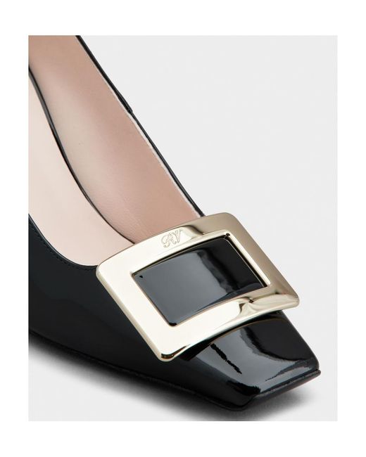 Roger Vivier Black Logo Engraved Block Heel Pumps