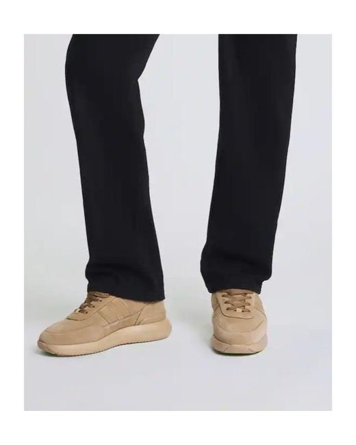 Hogan Brown Logo Patch Lace-Up Sneakers for men