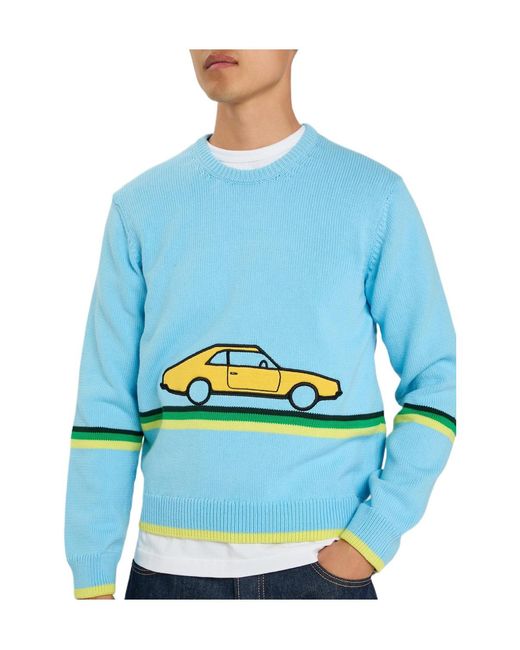 J.W. Anderson Blue Car Striped Cotton-Knit Jumper for men
