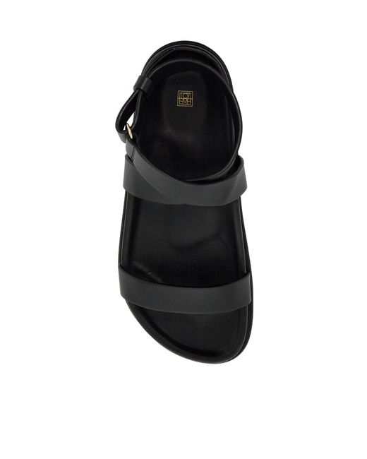 Totême Black Totême Crossover Strap Detailed Round Toe Sandals