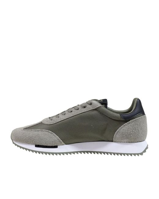 EA7 Gray Lace-Up Low-Top Panelled Casual Sneakers for men