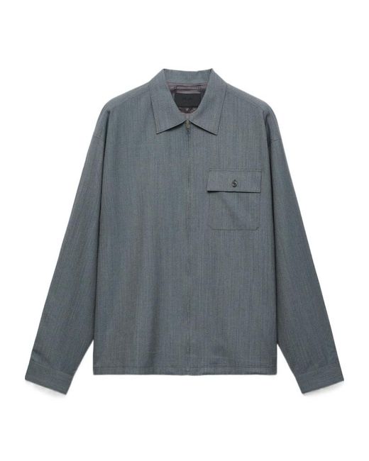 Prada Gray Zip-Front Shirt for men