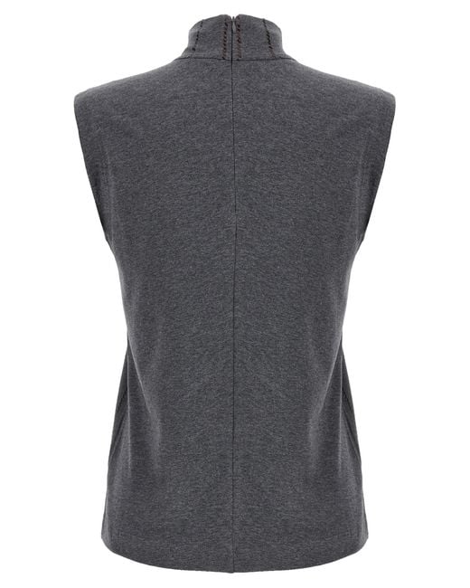 Brunello Cucinelli Gray Micro Sequin Top