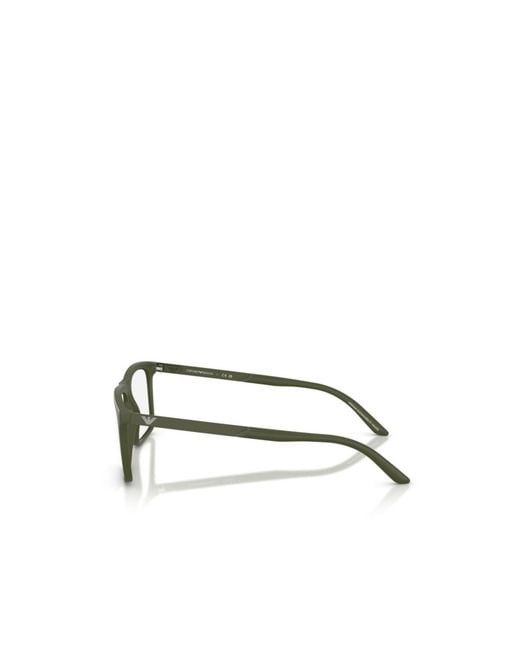 Emporio Armani Metallic Rectangular Frame Glasses for men