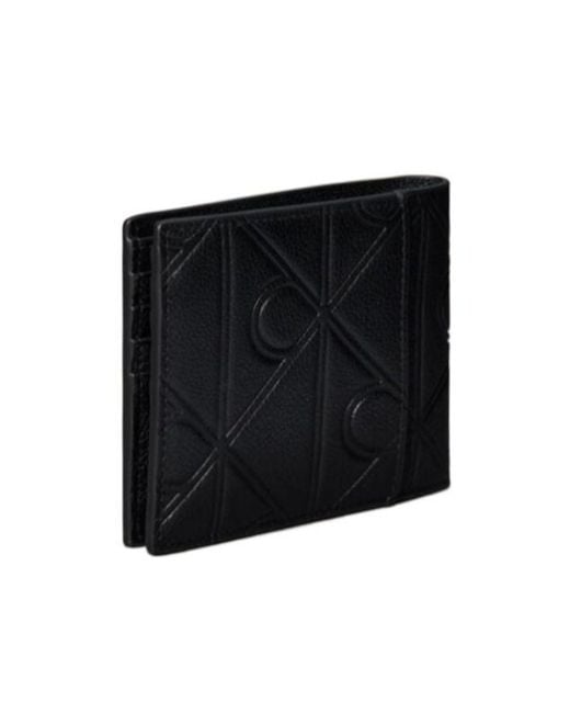 Calvin Klein Black Embossed Emblem Leather Billfold Wallet for men