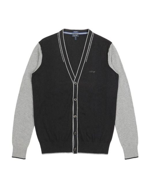 Armani Jeans Gray V-Neck Cardigan for men