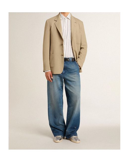 Golden Goose Deluxe Brand Blue Straight-Leg Distressed Jeans for men