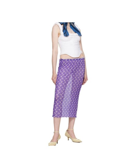 MARINE SERRE Purple Recycled Moon Mesh Midi Skirt