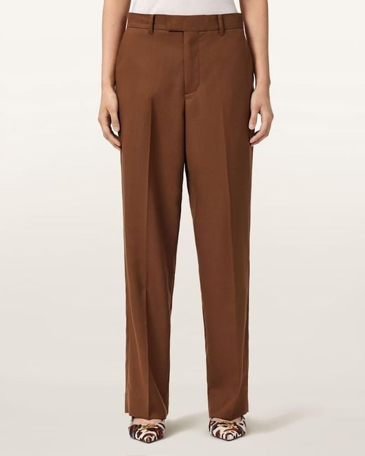 AllSaints Brown Beck Belt Loop Casual Pants