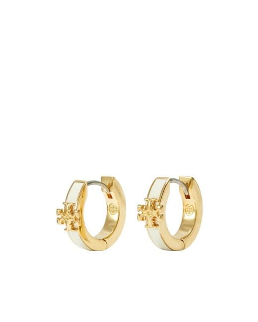 Tory Burch Metallic Kira Enamel Hoop Earrings