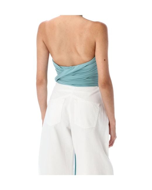 Alaïa Blue Alaïa Cross Pleat Top