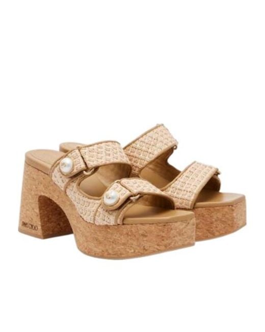 Jimmy Choo Natural Leather Wedge Sandals