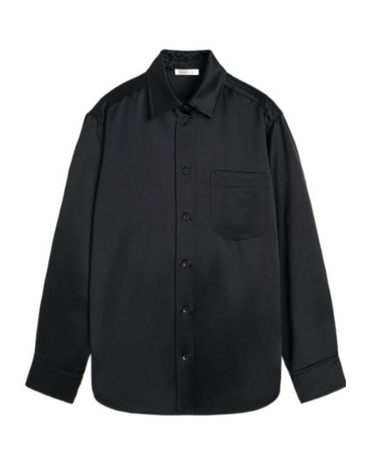 By Malene Birger Blue Satin Patch-Pocket Shirt