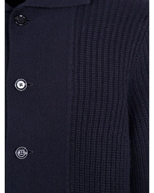 Lardini Blue Button-Up Knitted Cardigan for men