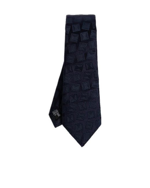 Giorgio Armani Blue Geometric Pattern Silk Tie for men