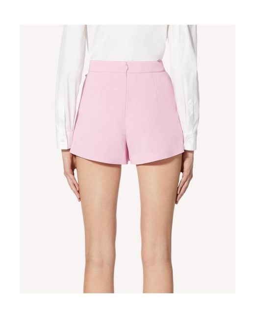 RED Valentino Pink Bow-Embellished Pleated Skorts